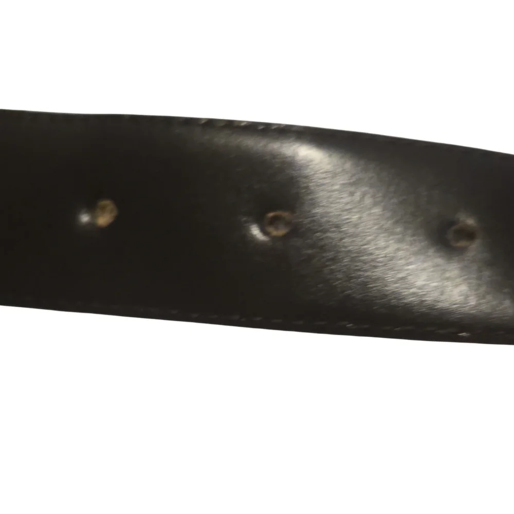 Christian Dior Black Leather Belt with Gold Buckle